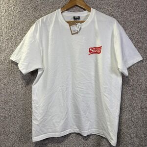 NEW Stussy Shirt Mens Large White Basic Stussy Soda Can Graphic Streetwear Tee